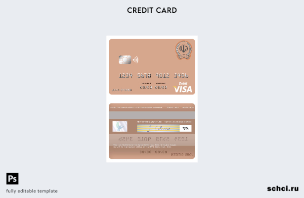 цифровая загрузка Ирана Sepah Bank Шаблон дебетовой карты Ирана Visa